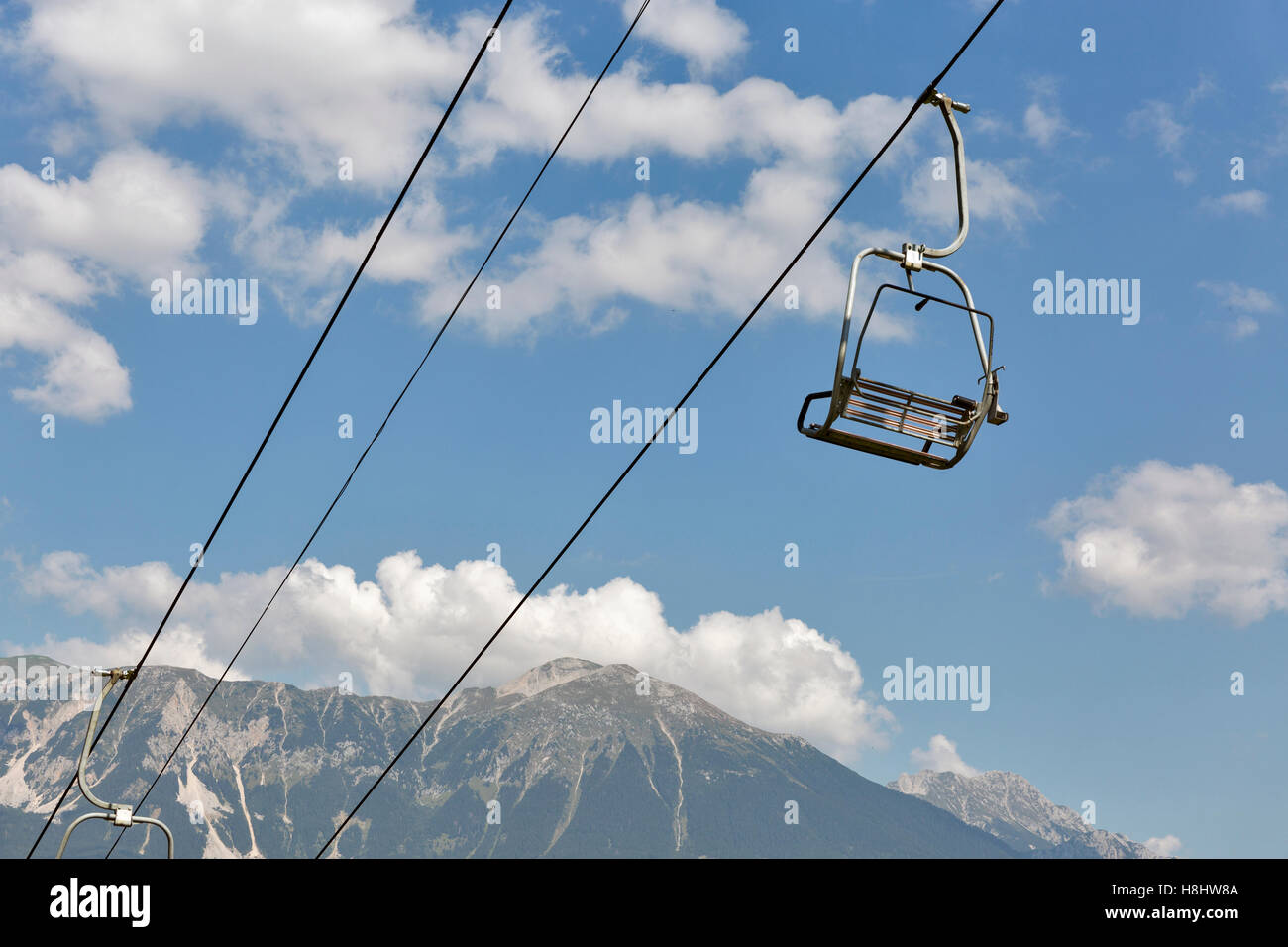 Télésiège de ski dans les Alpes Juliennes, Bled, Slovénie Banque D'Images