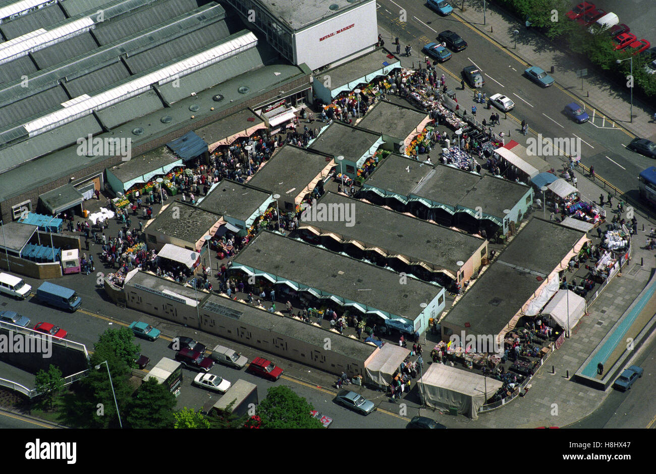 Vue aérienne de Wolverhampton marché plein air 9/9/92 Banque D'Images