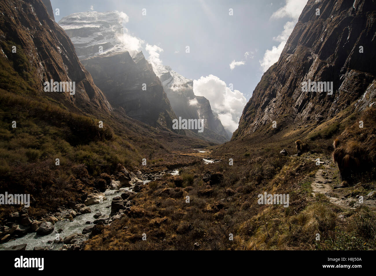 Modi khola dans la vallée de l'Annapurna Trek Sanctuaire Banque D'Images