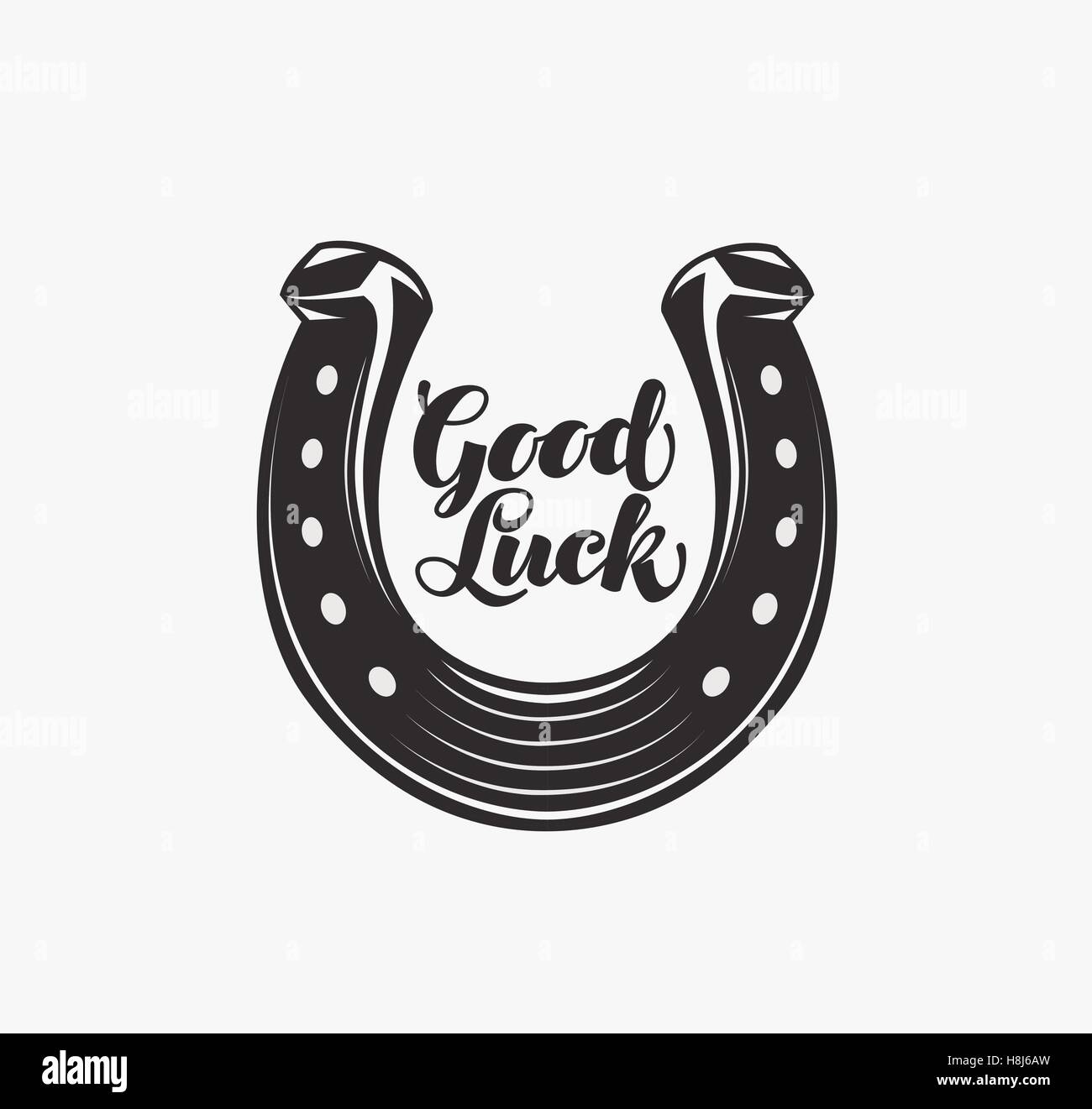 Bonne chance. Fer à cheval avec l'inscription. Symbole ou icône vecteur Illustration de Vecteur