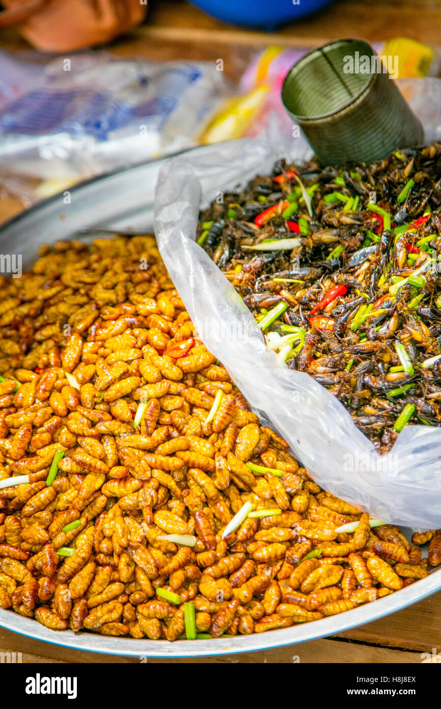 Marché alimentaire, Koh Chen, Cambodge Banque D'Images