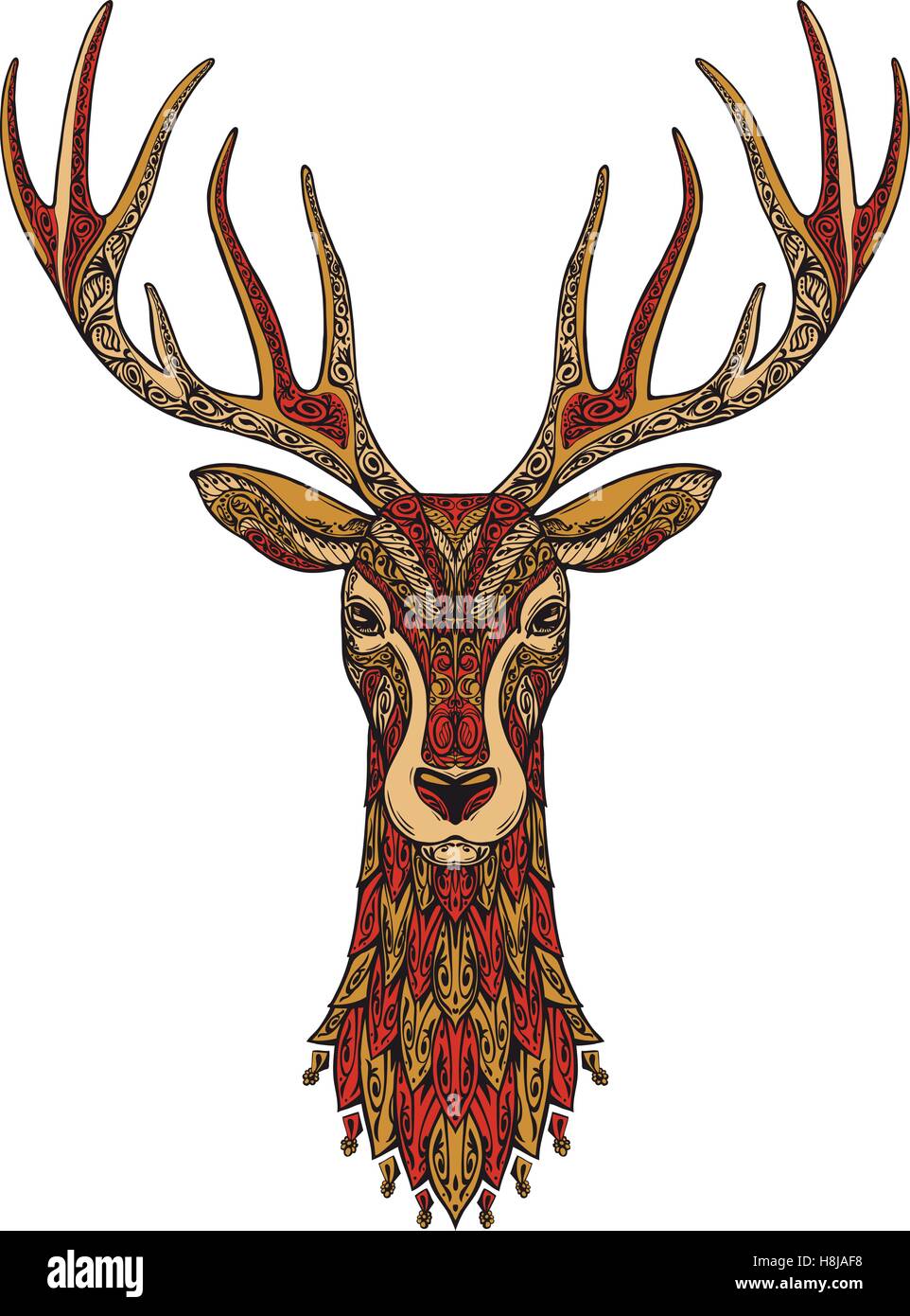 Deer décoratives. Le renne de Noël. Vector illustration Illustration de Vecteur