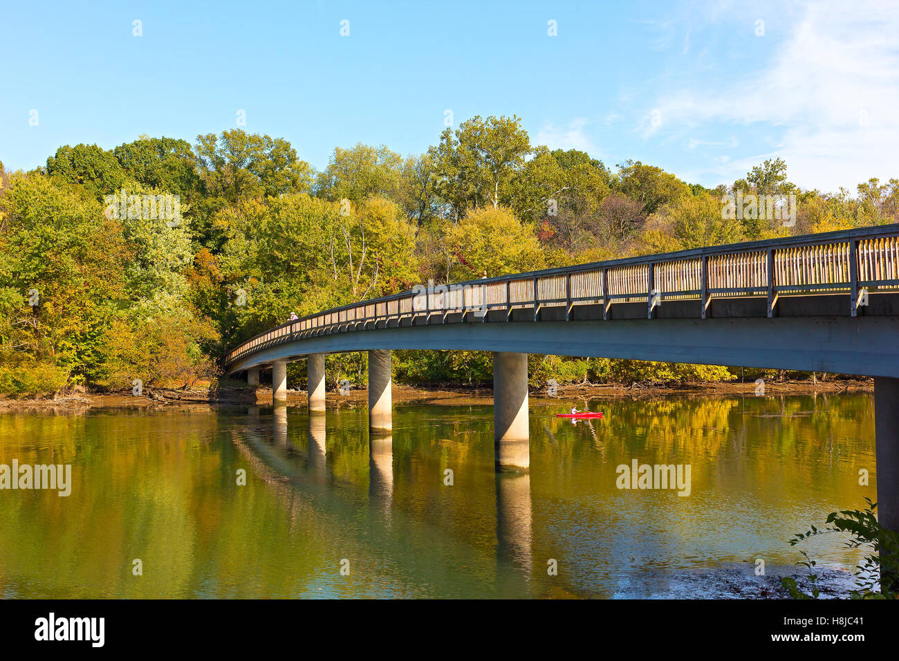 Passerelle pont vers l'île de Theodore Roosevelt à Washington DC, USA. Banque D'Images