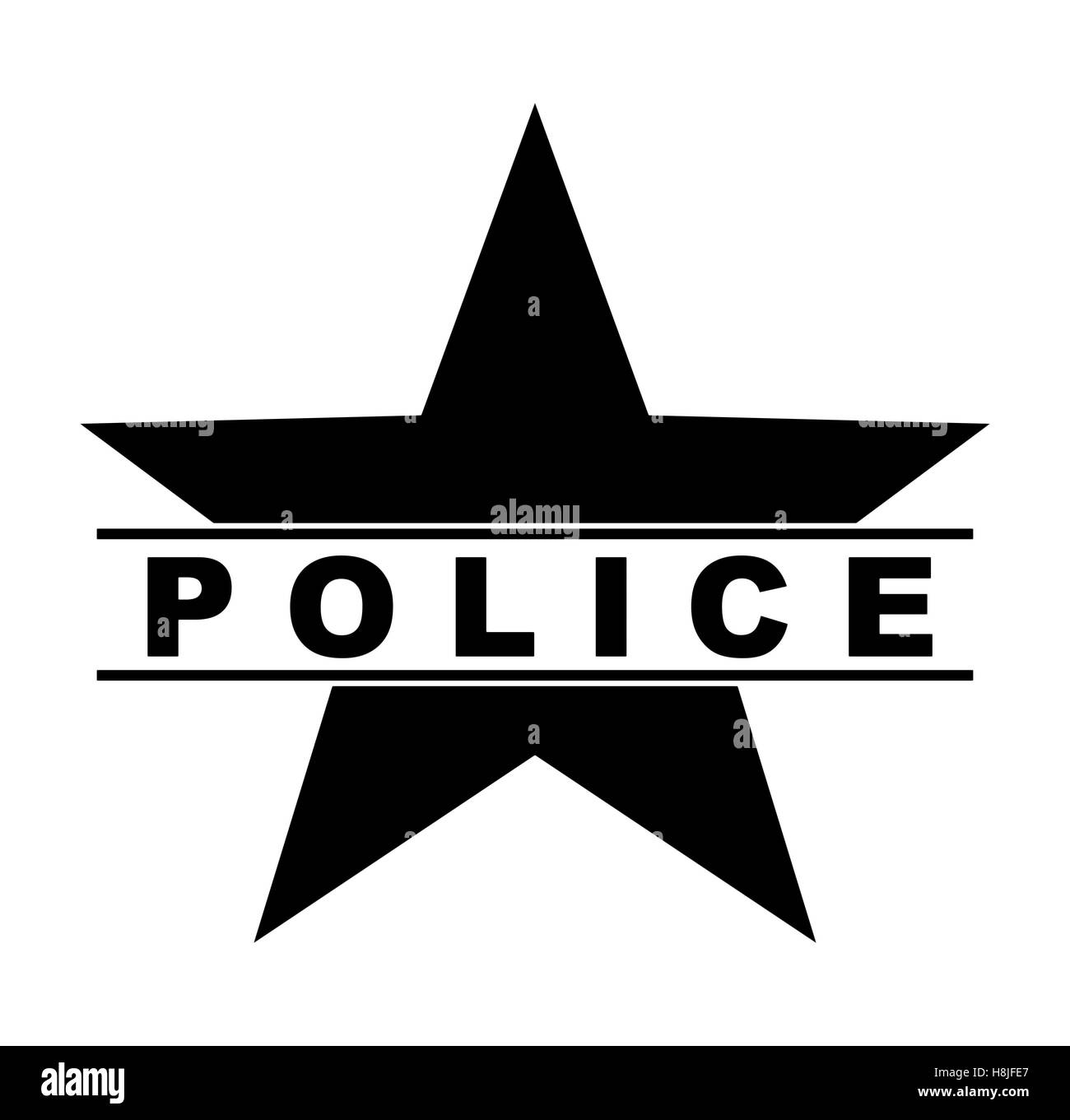 Noir et blanc star police texte symbole Banque D'Images