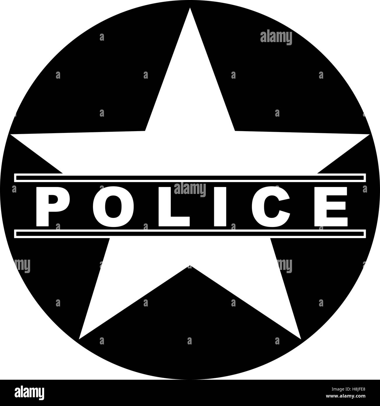 Noir et blanc star police texte symbole Banque D'Images