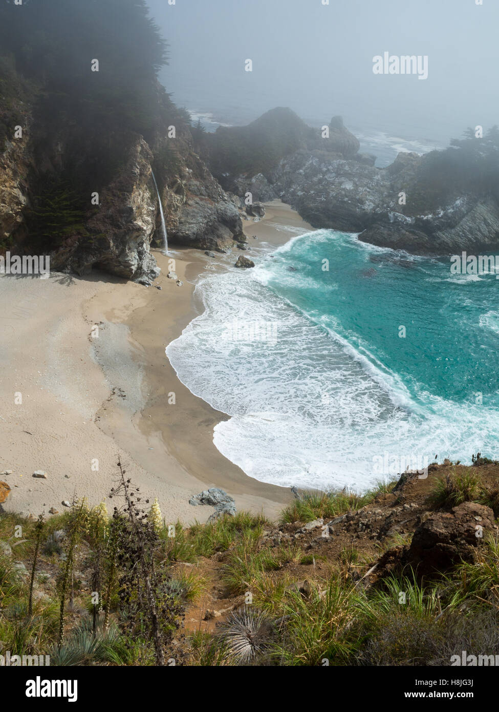 McWay Falls beach et cascade Banque D'Images