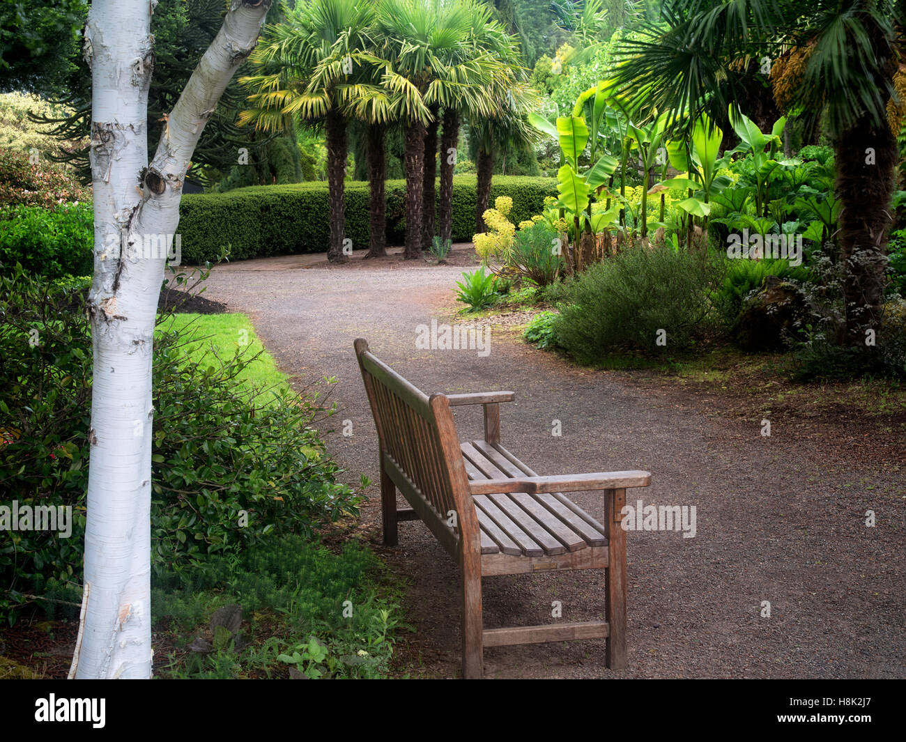 Banc dans le jardin de l'Oregon. Oregon Banque D'Images