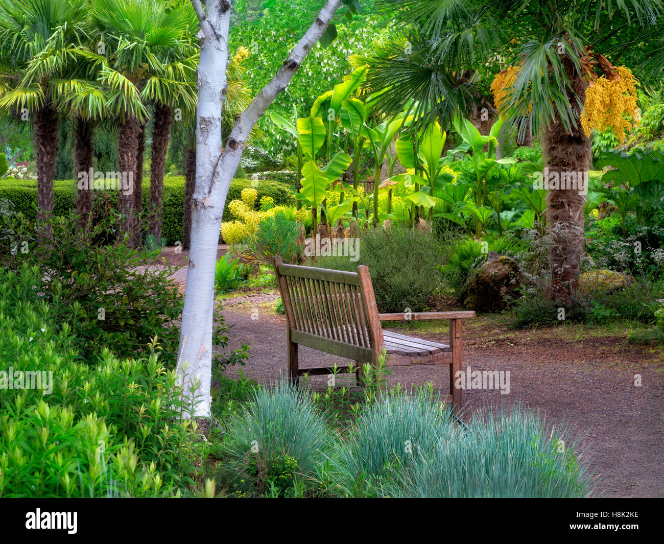 Banc dans le jardin de l'Oregon. Oregon Banque D'Images