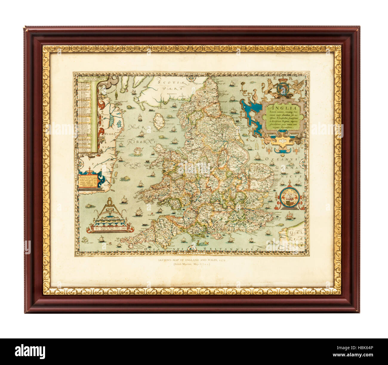 Christopher Saxton carte vue de l'Angleterre et au Pays de Galles (1579), une partie de 'Atlas des comtés d'Angleterre et du Pays de Galles' Banque D'Images
