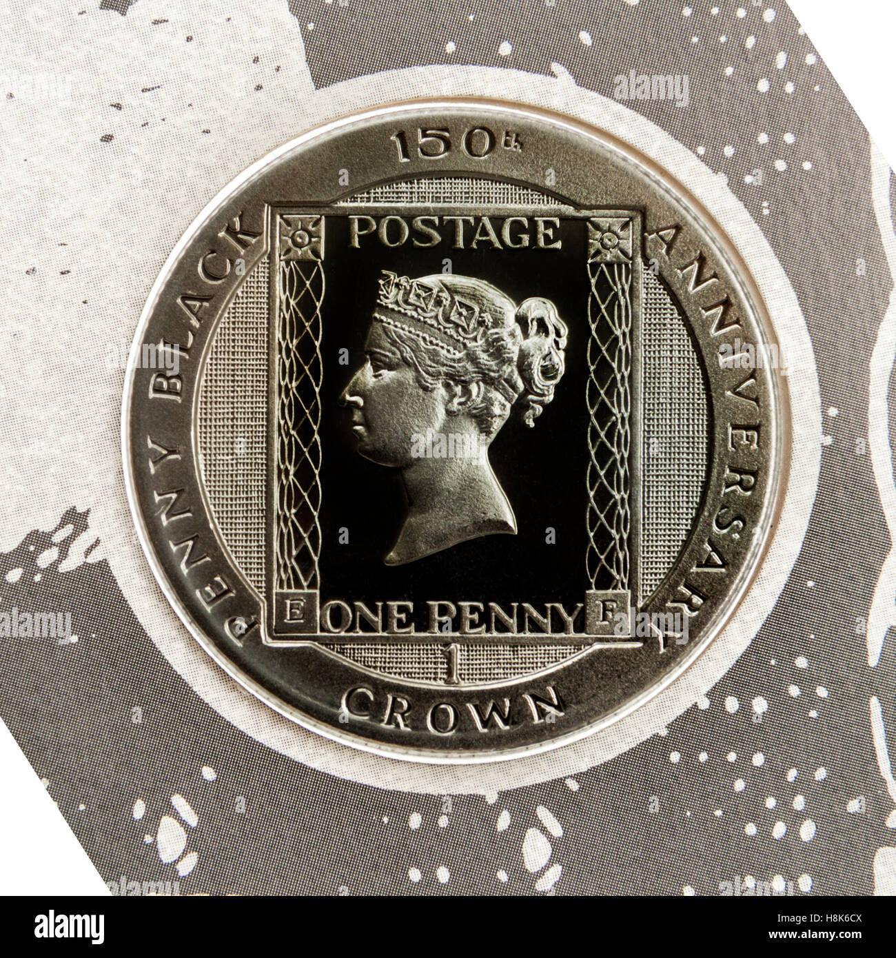'Perle Noire' pièces émises par la Pobjoy Mint en 1990 pour commémorer le 150e anniversaire de le Penny black stamp Banque D'Images