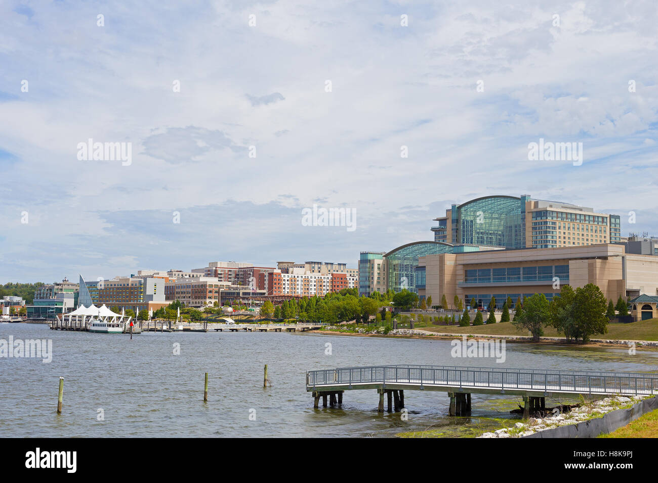 National Harbor waterfront panorama à Oxon Hill, Maryland, USA. Banque D'Images