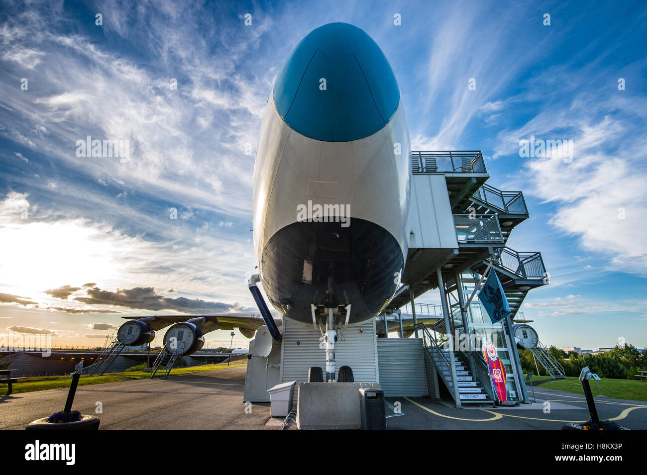 Stockholm Arlanda, Suède, le Jumbo - Séjour (Jumbohostel), une auberge de jeunesse qui est un ancien avion de Boeing 747. Il est situé à th Banque D'Images