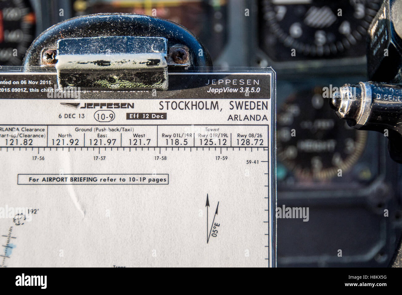Stockholm Arlanda, Suède, - Une séance d'information de l'aéroport et l'ancien contrôle à l'intérieur de l'habitacle à la chambre séjour Jumbo (Jumbohostel), un Banque D'Images