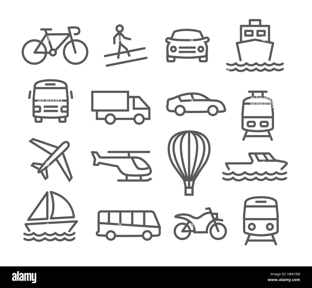 Icônes de ligne de transport Illustration de Vecteur