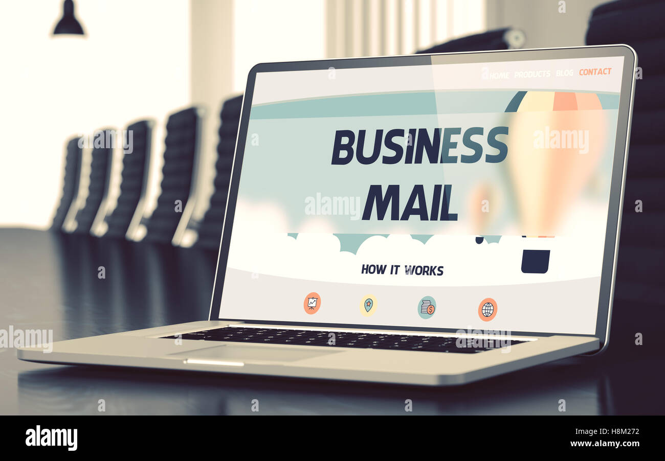 Business Mail - sur l'écran du portable. Libre. 3D. Banque D'Images