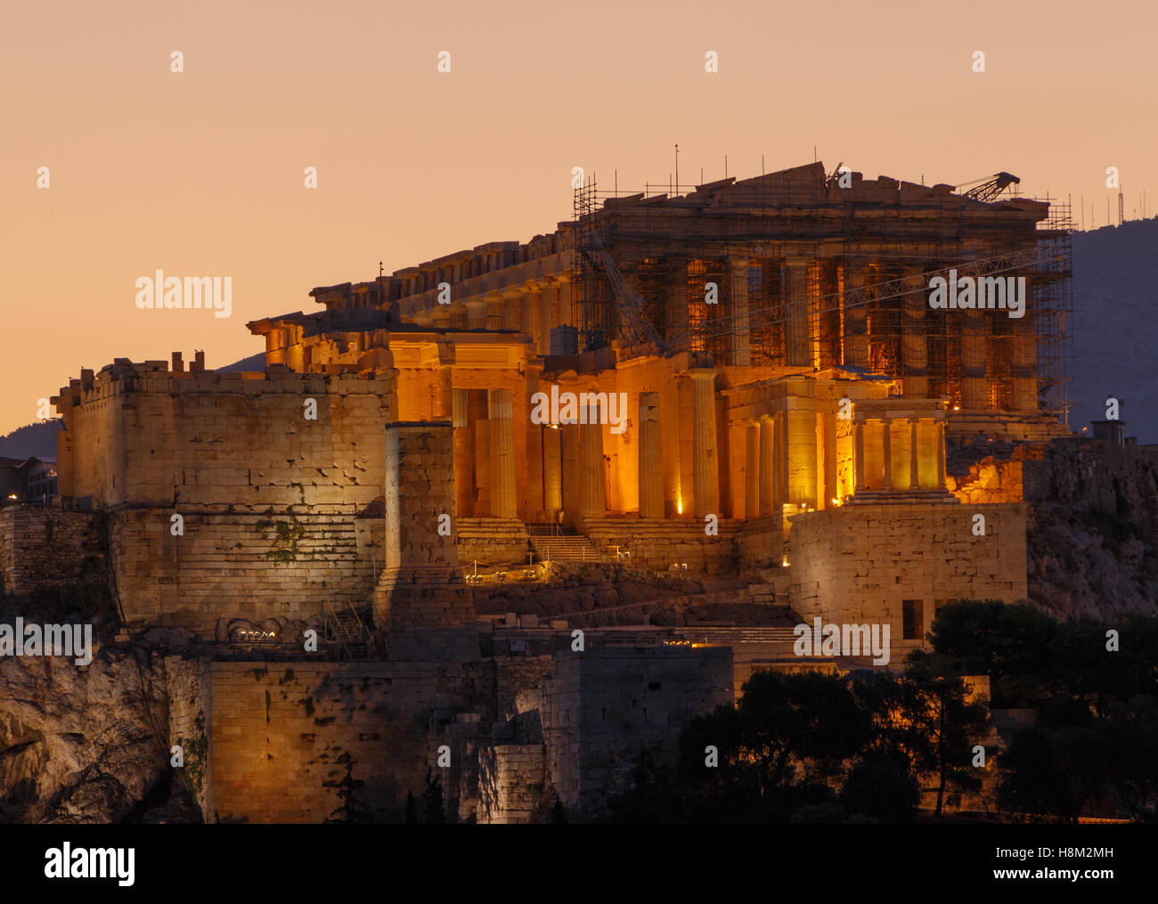 Temple du Parthénon à Athènes au lever du soleil Banque D'Images