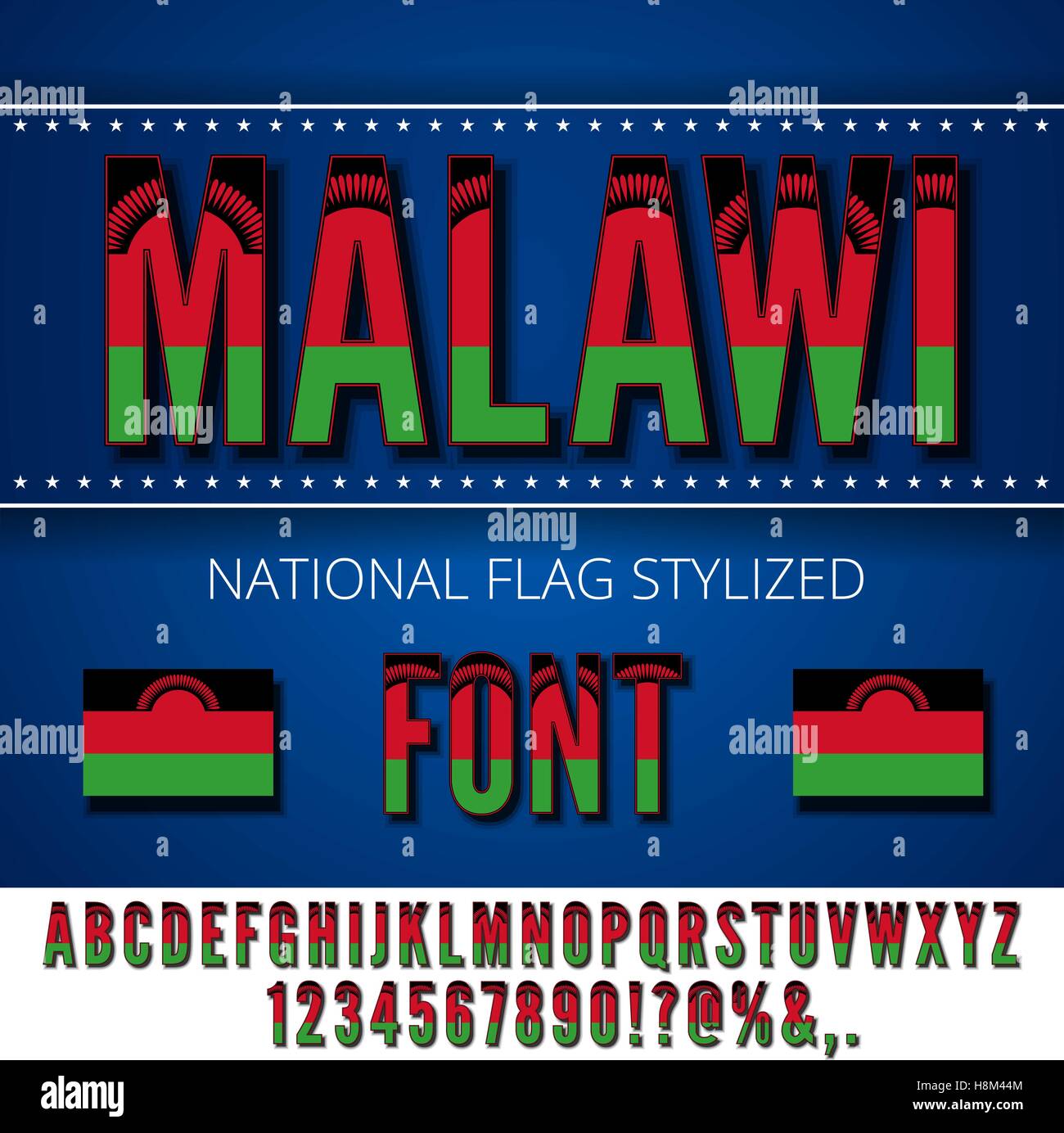 Drapeau Malawi Font Illustration de Vecteur