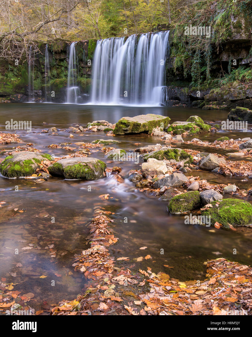 Sgwd ddwli uchaf, upper falls, jaillissante, Brecon Beacons au Pays de Galles.UK Banque D'Images