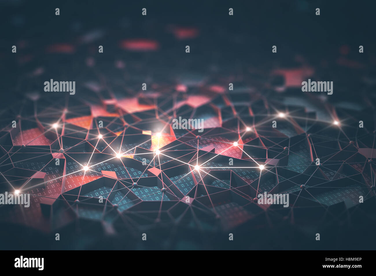 L'intelligence artificielle, les connexions et le noyau en concept de neurones interconnectés. Banque D'Images