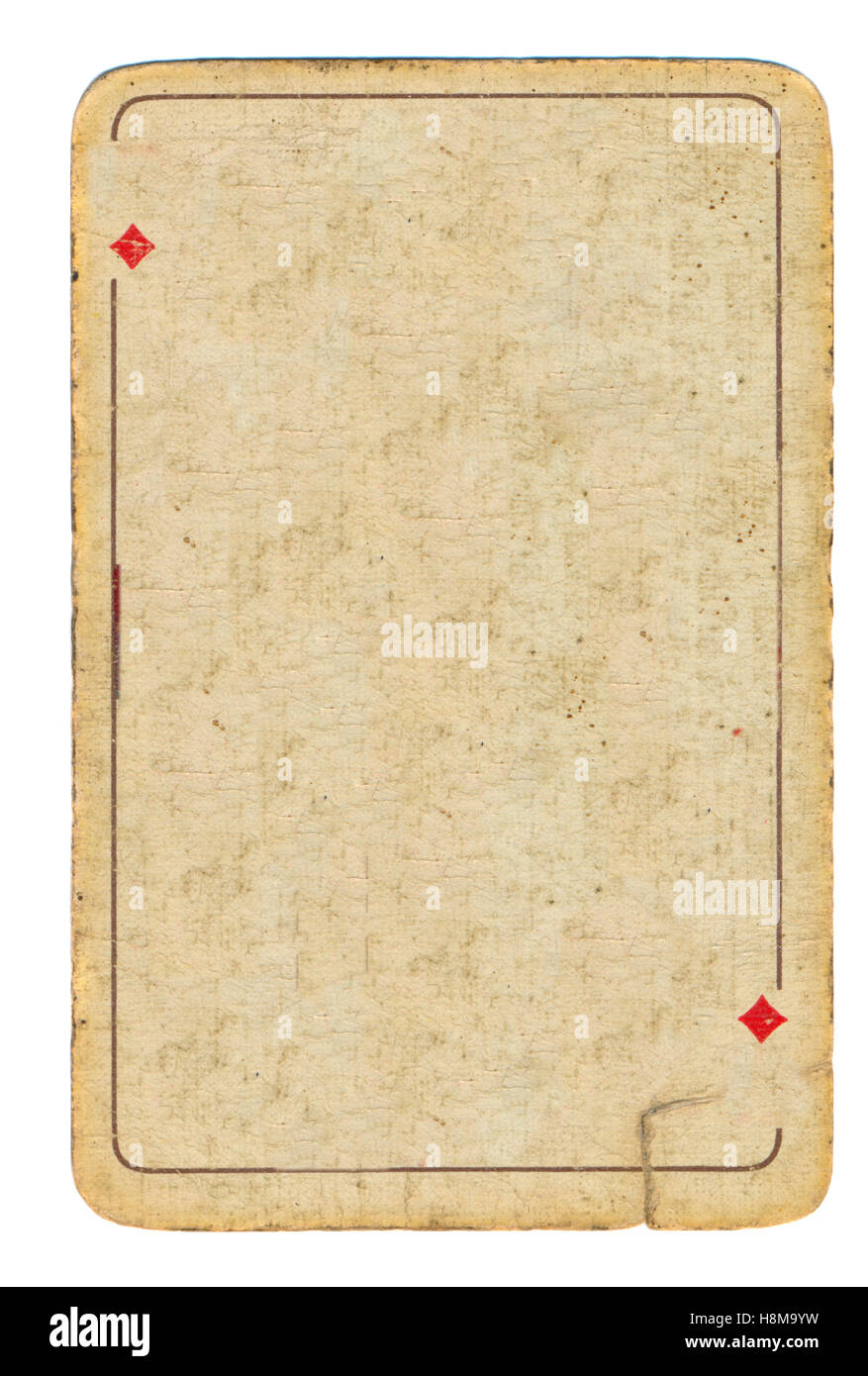 Carte à jouer ancienne utilisé grunge fond vide de diamants Banque D'Images
