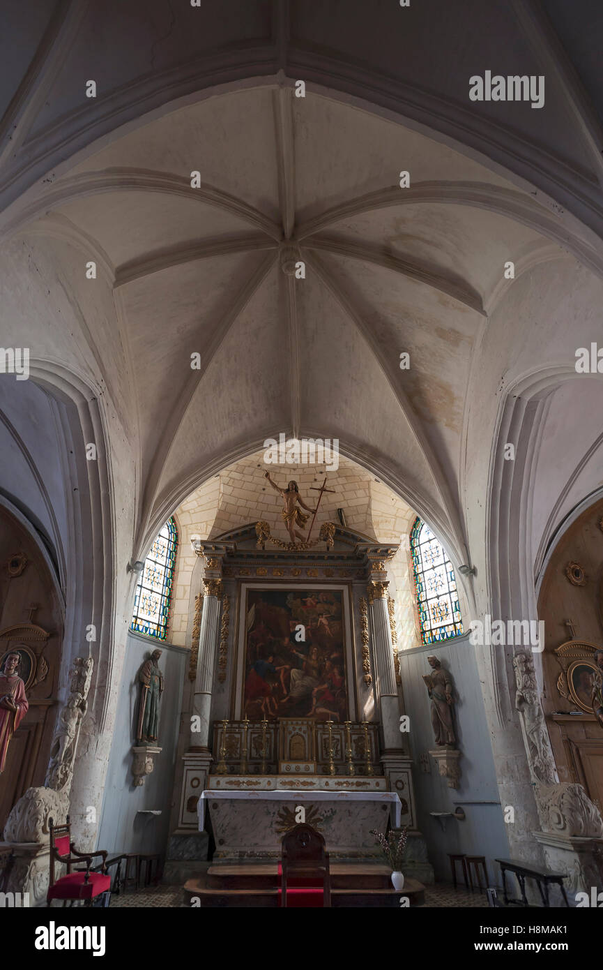 Autel et voûte gothique, l'église Église Saint Étienne d&# 39;Ars en Ré, Ile de Ré, Vandee, France Banque D'Images