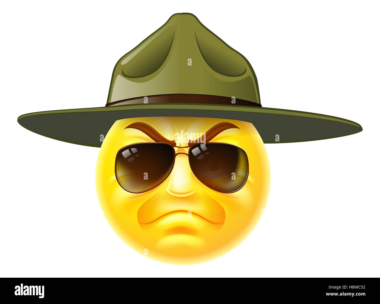 Un dessin animé emoticon emoji sergent boot camp de l'armée portant des lunettes de soleil Banque D'Images