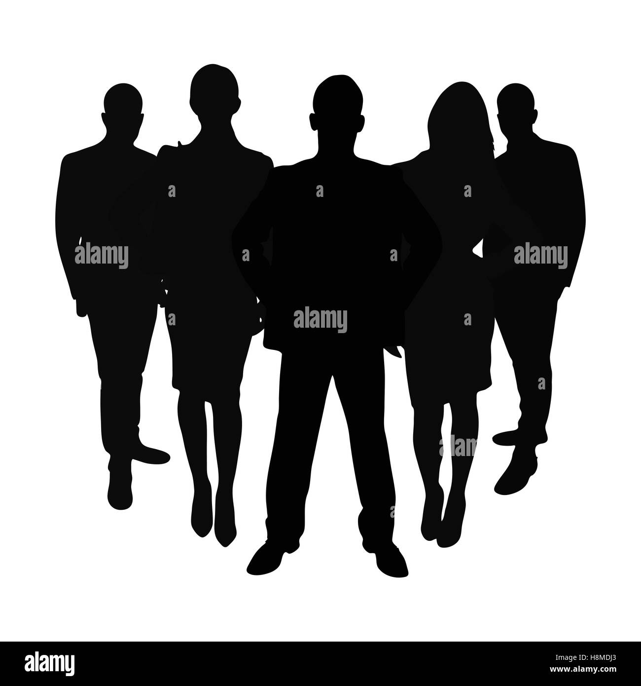 Groupe de gens d'affaires comme concept d'équipe comme silhouette Banque D'Images