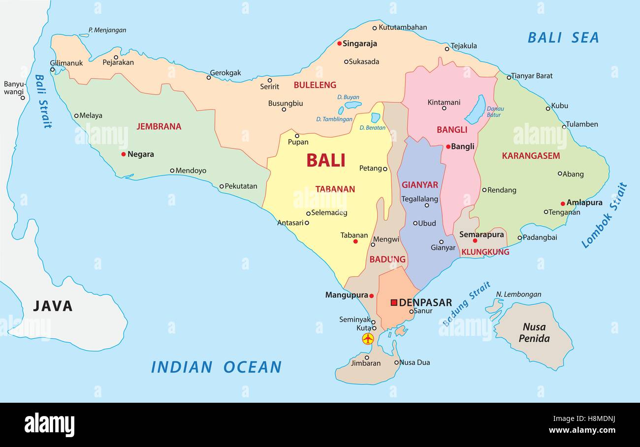 Bali indonesia map Banque d'images vectorielles - Alamy