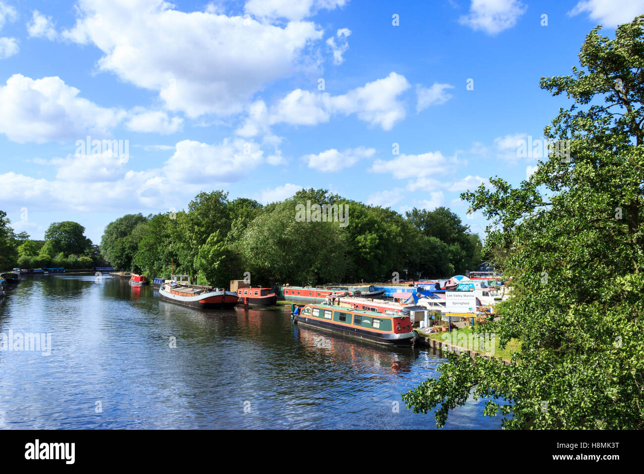 Springfield, Marina rivière Lea, Upper Clapton, London, UK Banque D'Images