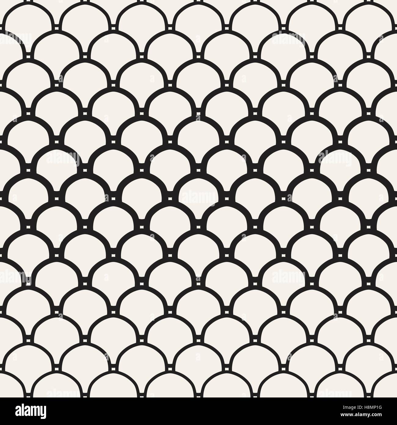 Seamless Vector noir et blanc motif de cercles qui se chevauchent Illustration de Vecteur