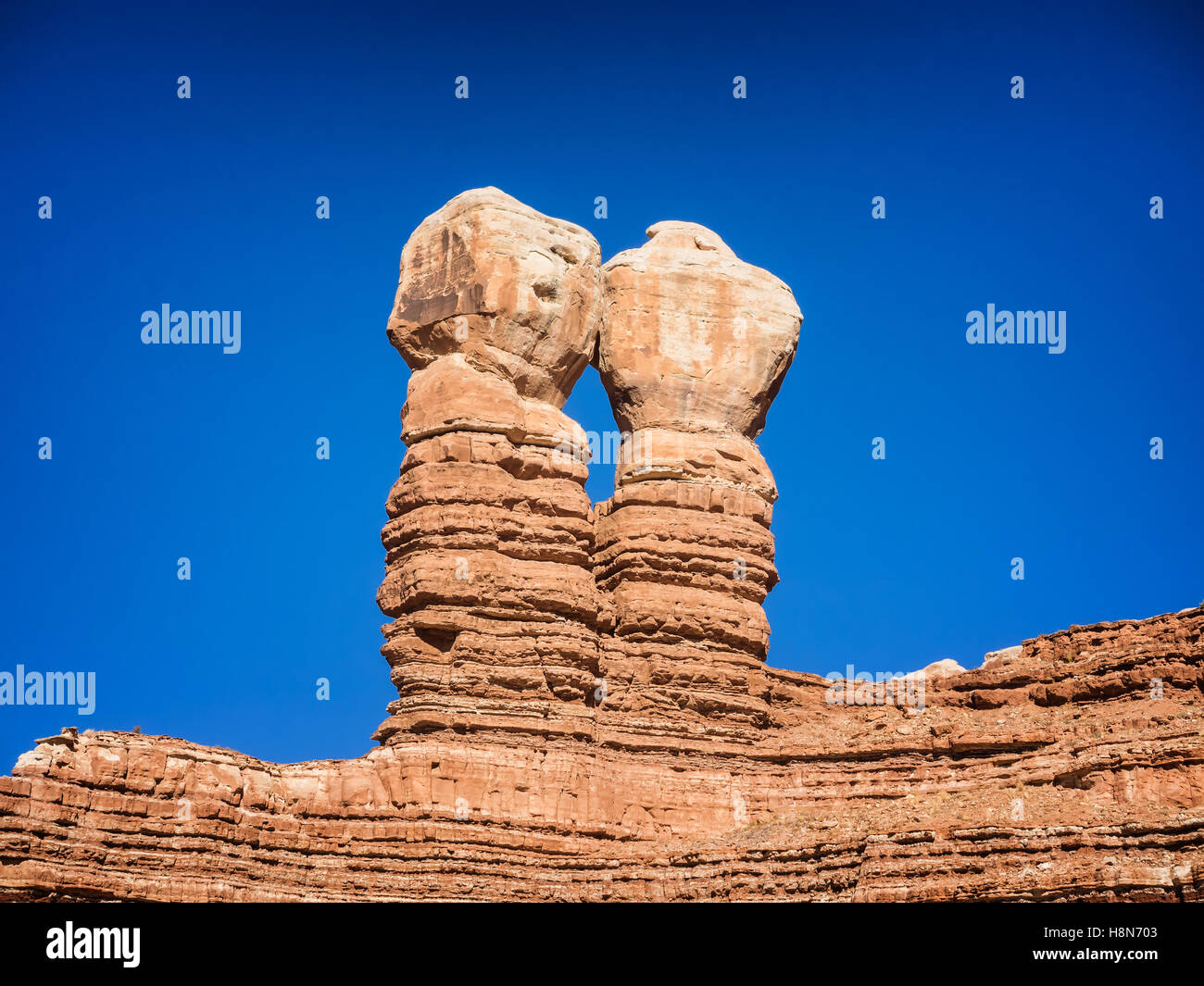 Twin Rocks à Bluff City, Utah, USA Banque D'Images
