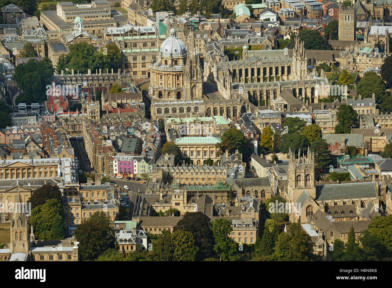 Vue aérienne du centre d'Oxford avec college quads,Radcliffe Camera et