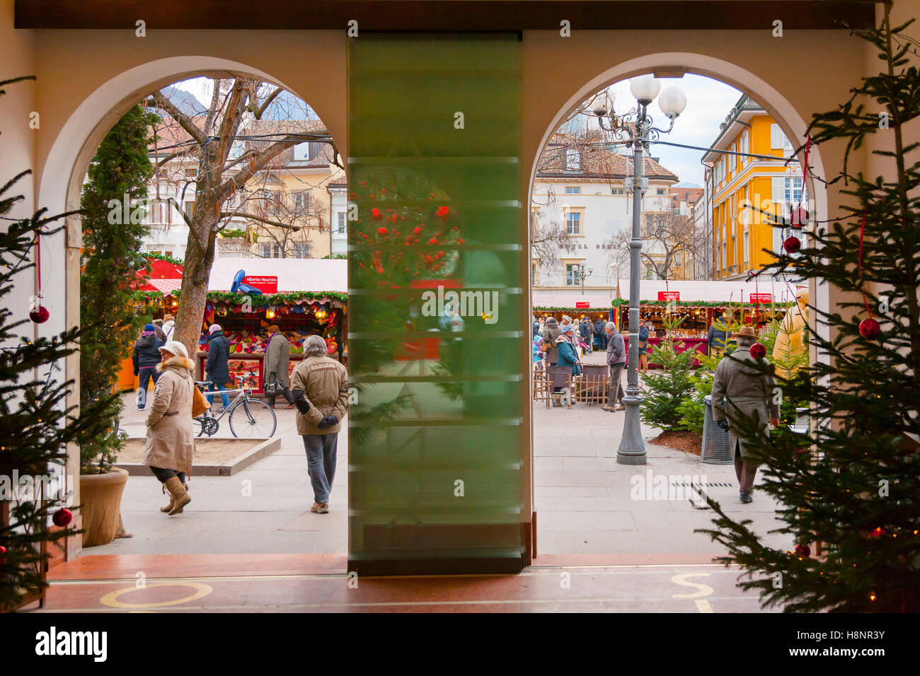 Marché de Noël, la Piazza Walther, Bolzano, Trentin-Haut-Adige sudtirol,Italie,, Europe Banque D'Images