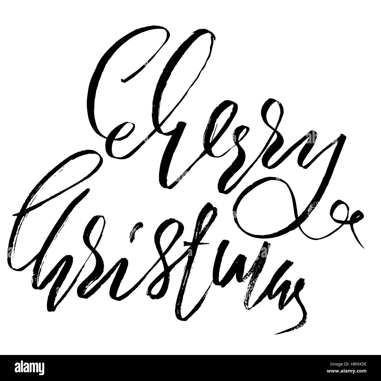 Classic design lettrage pour une carte de vœux de Noël. Vector illustration noir et blanc Illustration de Vecteur