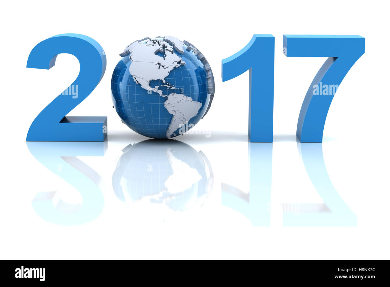 Nouvelle année 2017 avec globe Banque D'Images