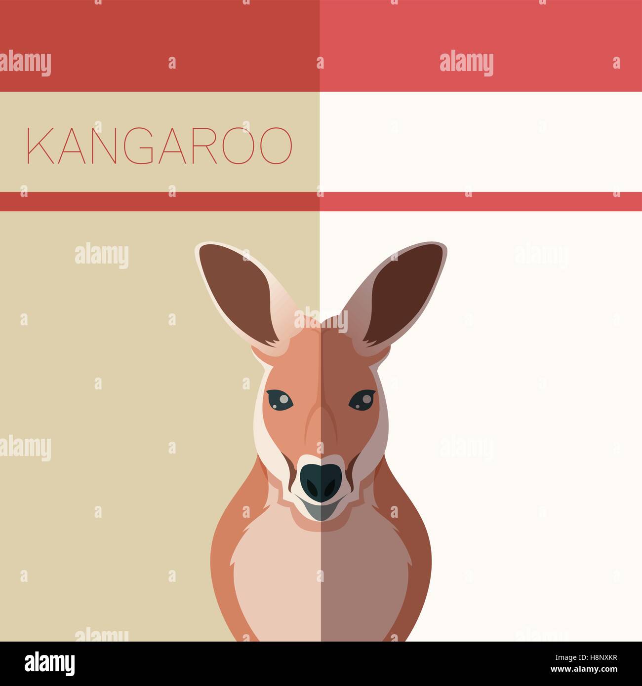 Image vectorielle du Kangaroo flat carte postale Illustration de Vecteur