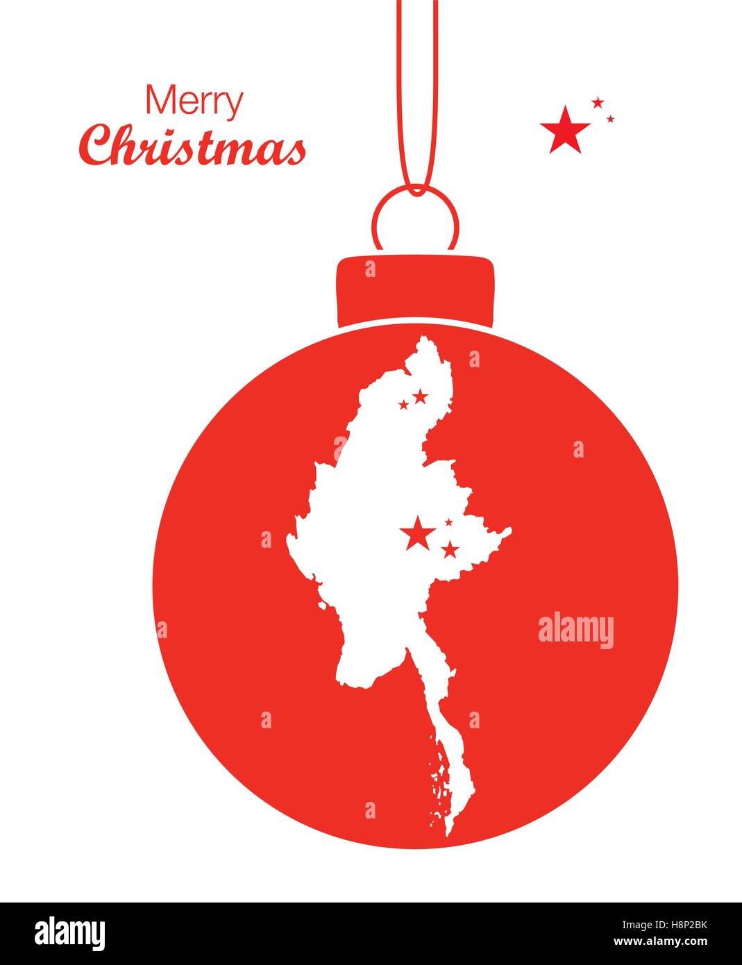 Joyeux Noël thème d'illustration avec la carte du Myanmar Illustration de Vecteur