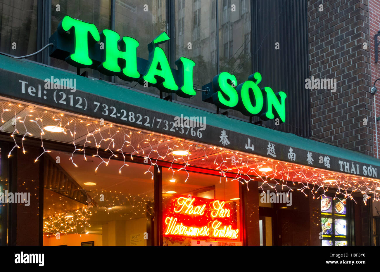 Thai Son restaurant vietnamien dans le quartier chinois à New York Banque D'Images