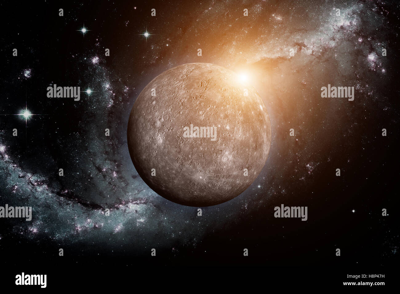 Planète Mercure. Arrière-plan de l'espace. Banque D'Images