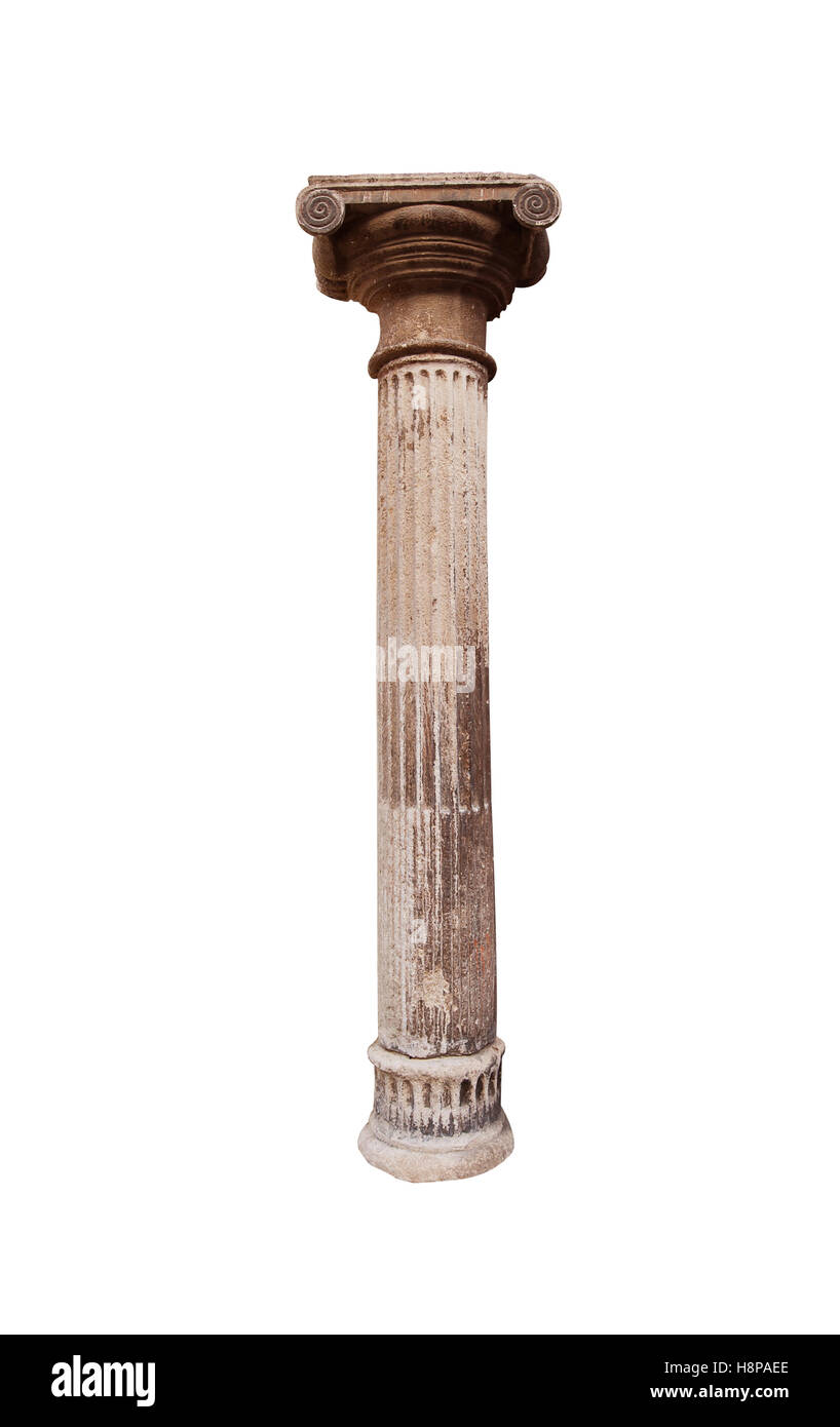 Les colonnes ioniques de la période antique sur fond blanc Banque D'Images