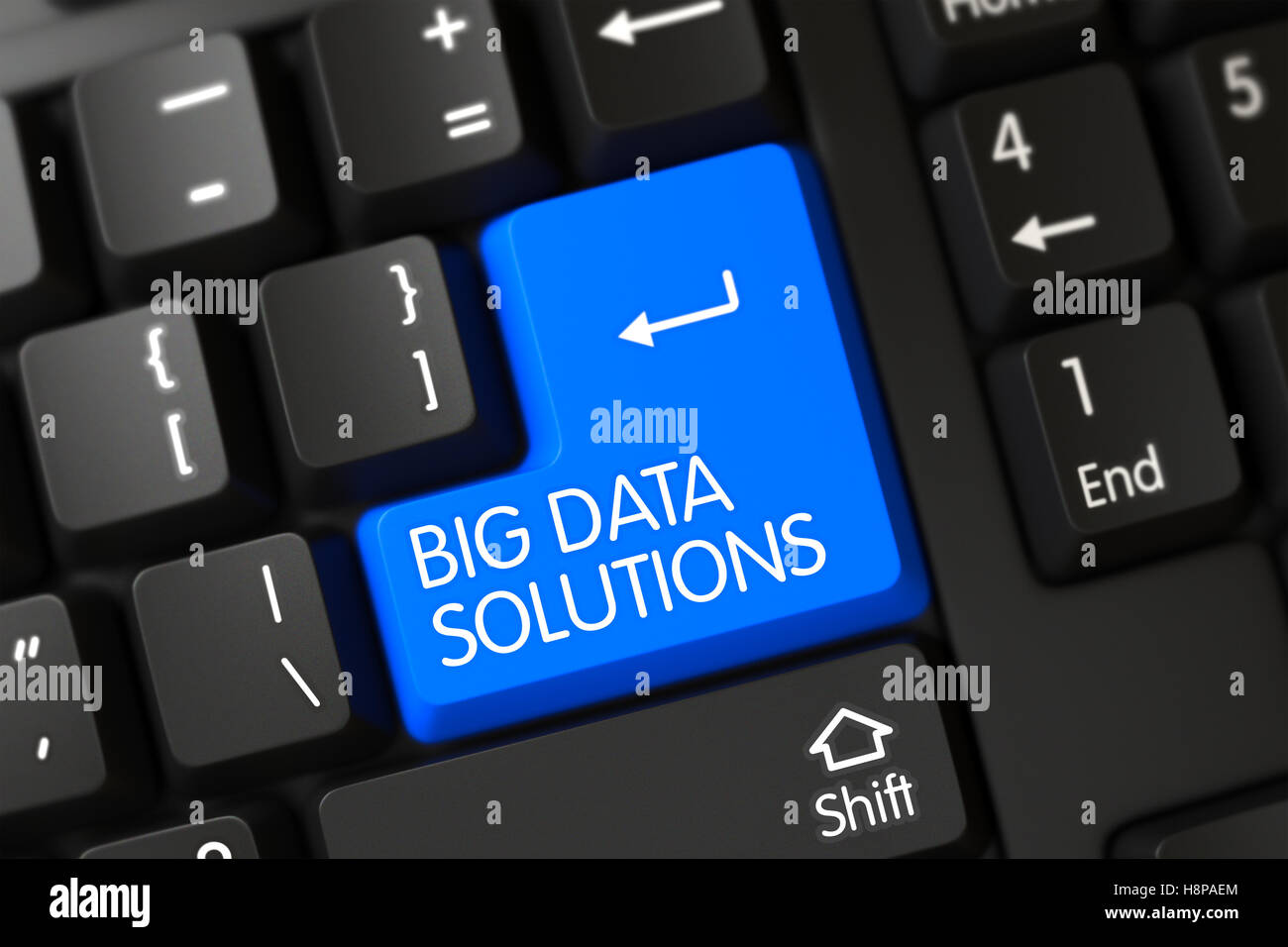 Big Blue Data Solutions numérique sur clavier. 3D. Banque D'Images