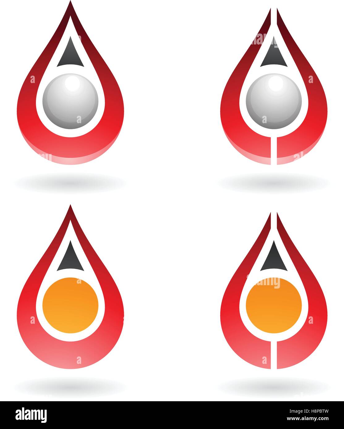 Vector Illustration de gouttes d'eau colorée et les formes d'oreille isolé sur fond blanc Illustration de Vecteur