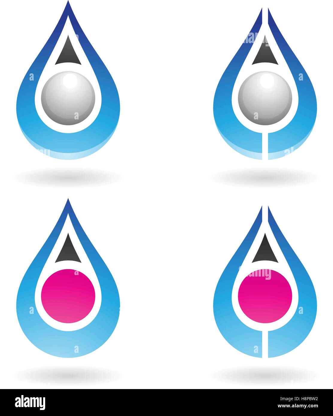 Vector Illustration de gouttes d'eau colorée et les formes d'oreille isolé sur fond blanc Illustration de Vecteur
