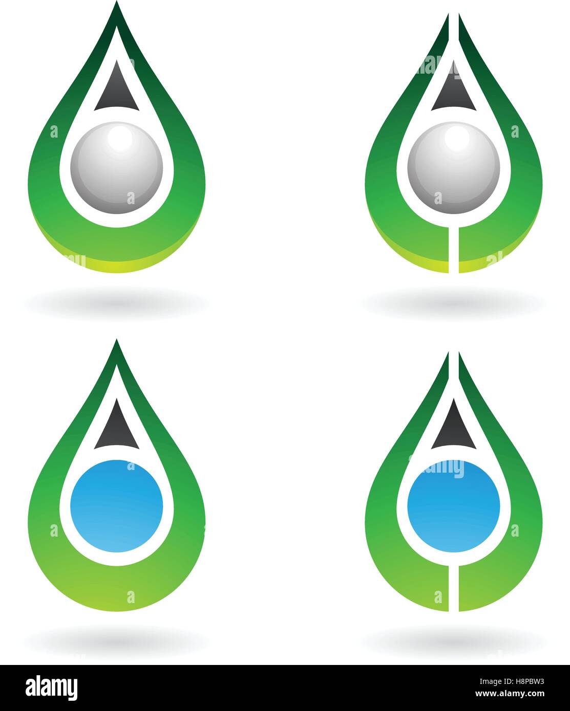 Vector Illustration de gouttes d'eau colorée et les formes d'oreille isolé sur fond blanc Illustration de Vecteur