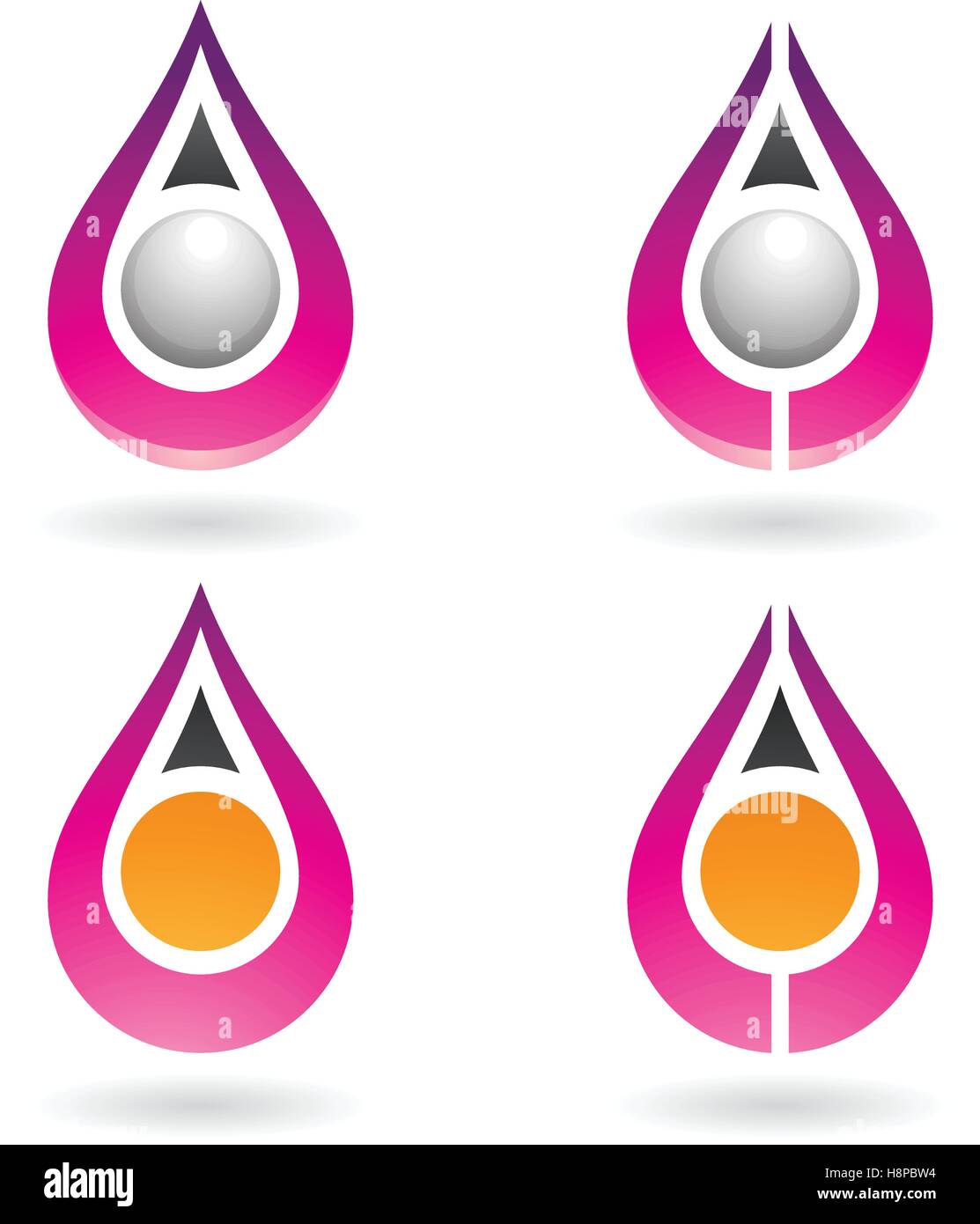 Vector Illustration de gouttes d'eau colorée et les formes d'oreille isolé sur fond blanc Illustration de Vecteur