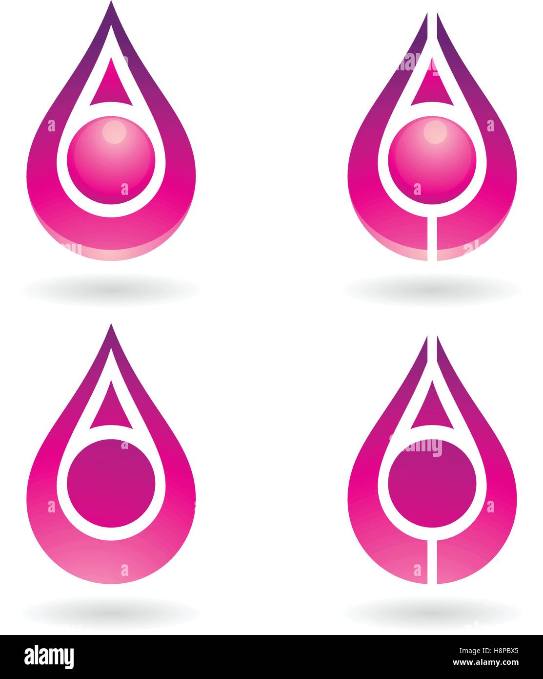 Vector Illustration de gouttes d'eau colorée et les formes d'oreille isolé sur fond blanc Illustration de Vecteur