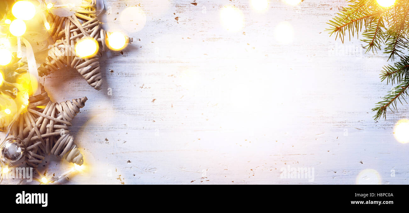 Décoration de Noël ; arbre de Noël et vacances ornement Banque D'Images