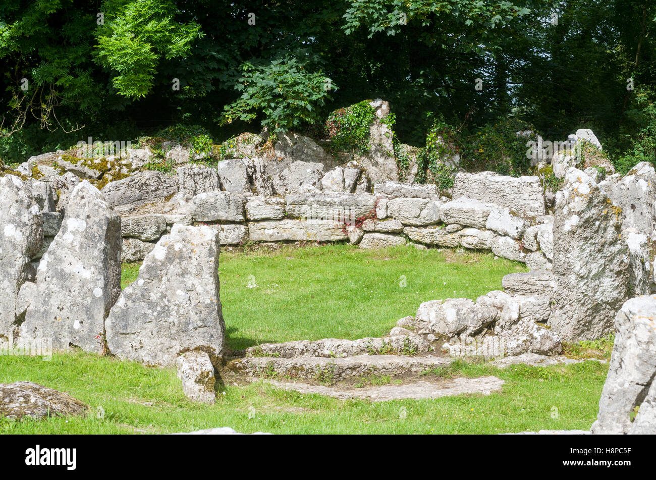 Din Din Lligwy - Llugwy, le monument ancien refuge fortifié près de l'établissement groupe Llangefni, Anglesey, au nord du Pays de Galles Banque D'Images