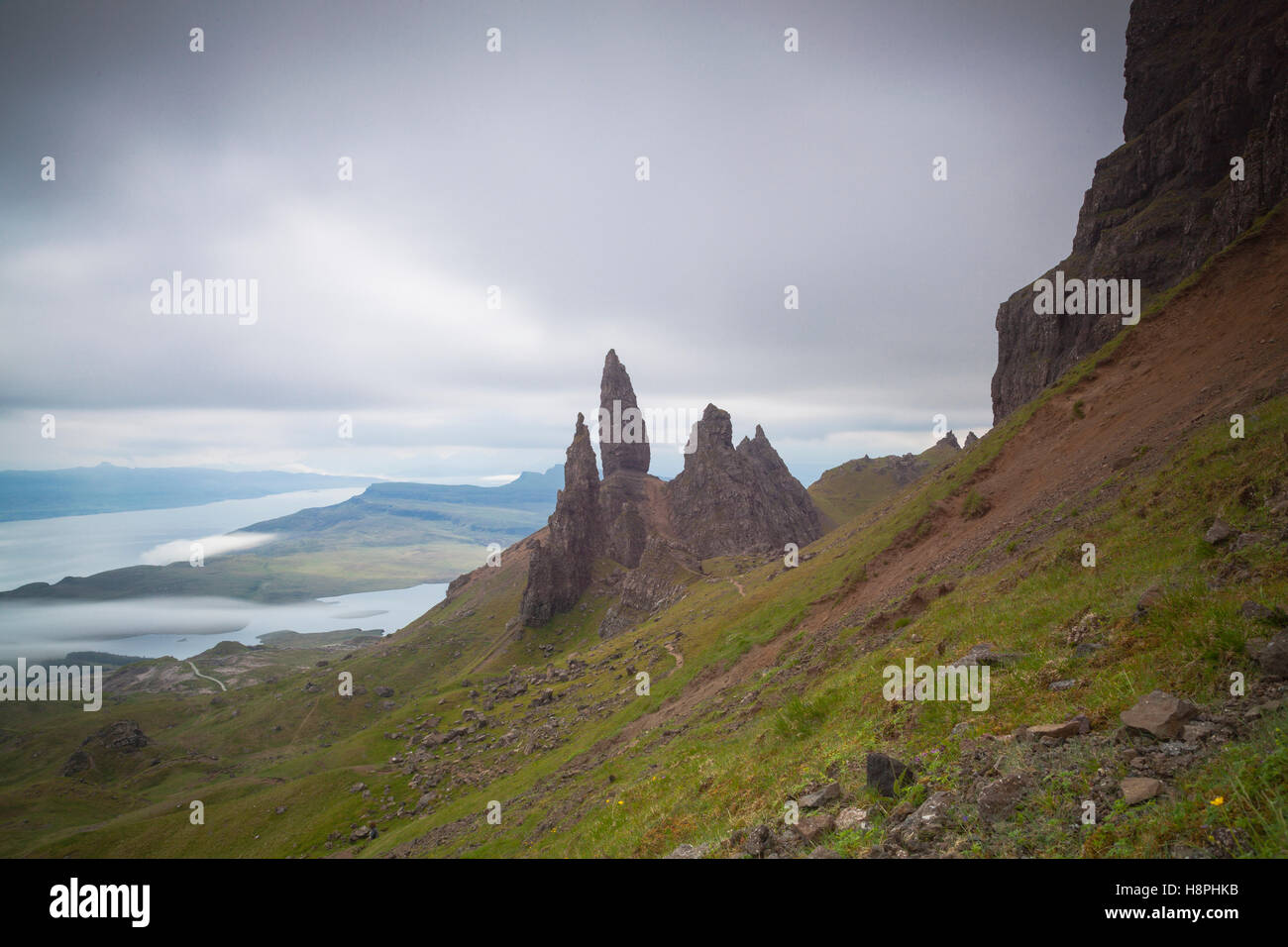Le vieil homme de Storr et autre pinnaceles, île de Skye, Écosse Banque D'Images