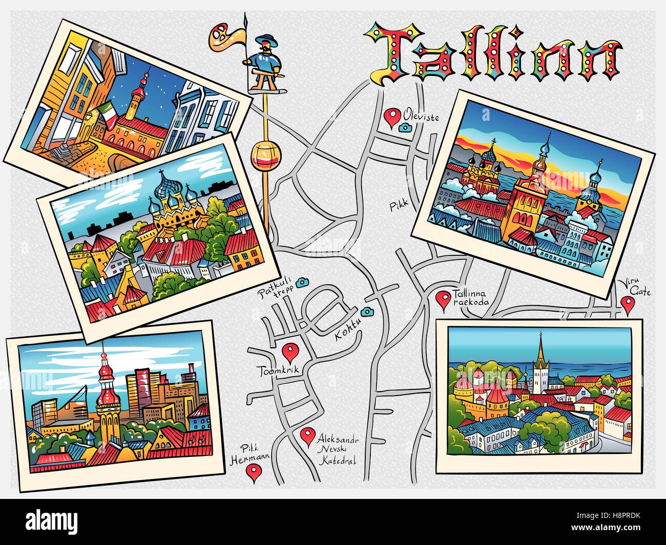 La vieille ville médiévale de vecteur, Tallinn, Estonie Illustration de Vecteur